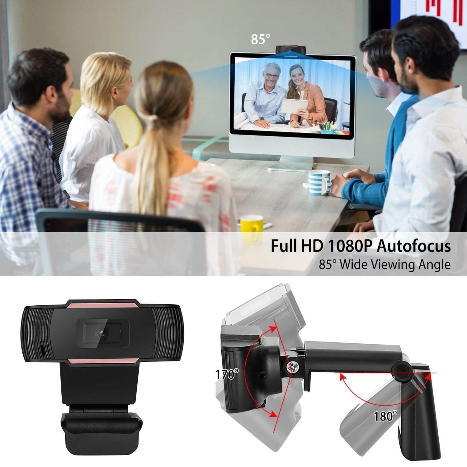 1080P USB Webcam 170 Degree Vertical Adjustment with Clip Computer Accessories - Tophatter Daily Deals