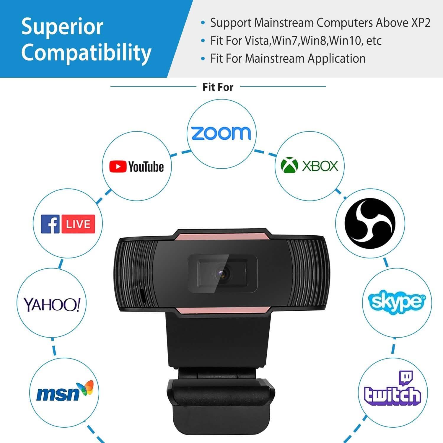 1080P USB Webcam 170 Degree Vertical Adjustment with Clip Computer Accessories - Tophatter Daily Deals