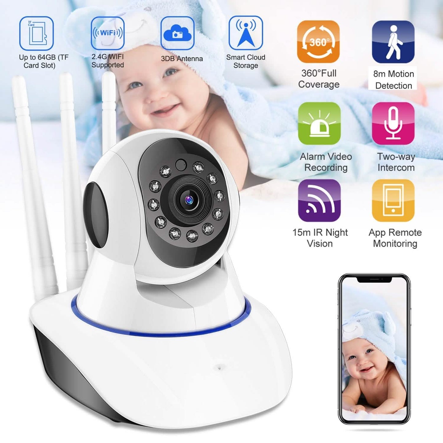 1080P WiFi IP Camera Motion Detection IR Night Vision Camcorder Smart Home & Security - Tophatter Daily Deals