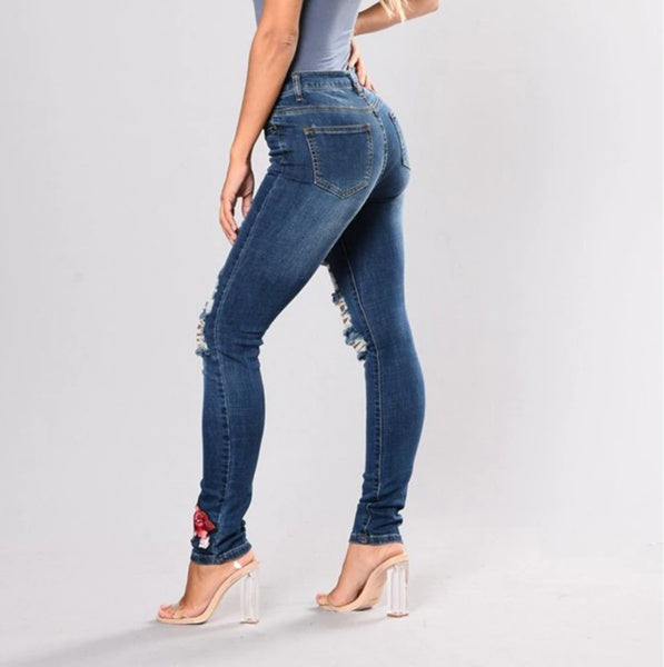 Black jeans with embroidered feet 0 - Tophatter Daily Deals