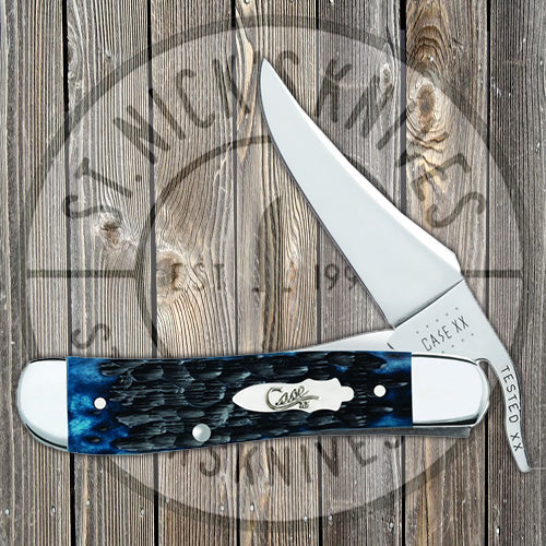 Case RussLock - Blue Denim Peach Seed Jigged Bone - 10884 Traditional Knives - Tophatter Daily Deals