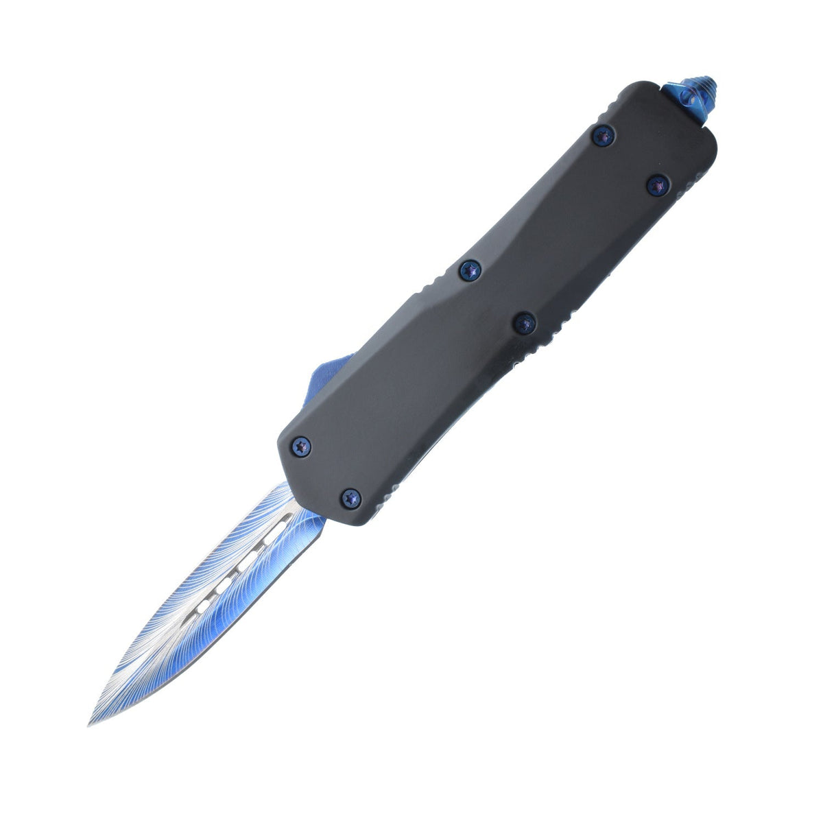 Double Edge Damascus Automatic OTF Knife w/ Belt Clip Knife - Tophatter Daily Deals