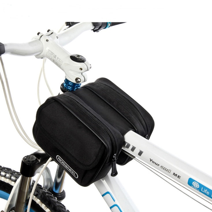 Bicycle bag front beam bag saddle bag mountain bike equipment riding bag on tube bag bicycle accessories bag Black 0 - Tophatter Daily Deals