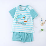 Boys And Girls Summer T-shirt Half Sleeve Suit Shorts Thin Blue Whale 0 - Tophatter Daily Deals