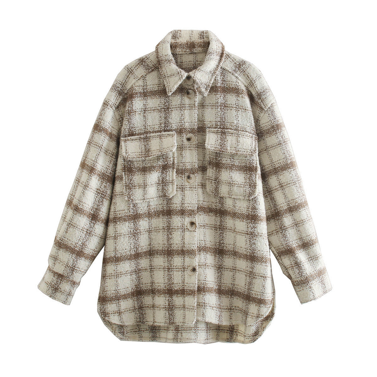 Oversized Womens Long Coat - Shirt Style, Tweed, For City Khaki 3D Changing Face Moving Picture Frame - Tophatter Daily Deals