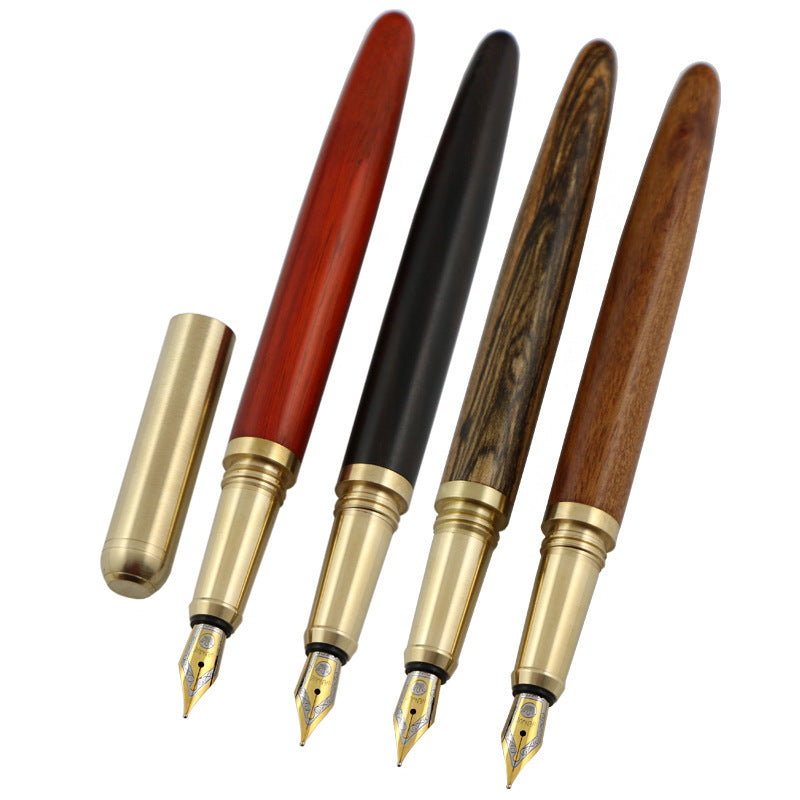 African Rosewood Vintage Brass Wood Fountain Pen 0 - Tophatter Daily Deals