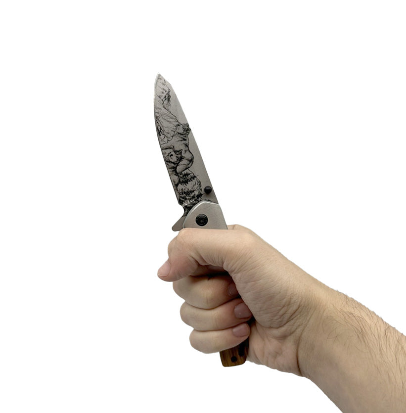 3.5" Spring Assisted Knife Drop Point Blade - Tophatter Daily Deals