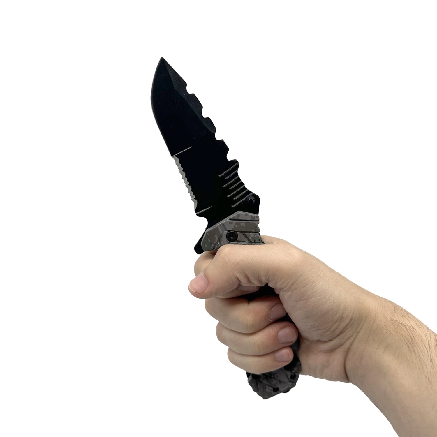 5" Spring Assisted Knife with Camo Nylon Fiber Handle - Tophatter Daily Deals