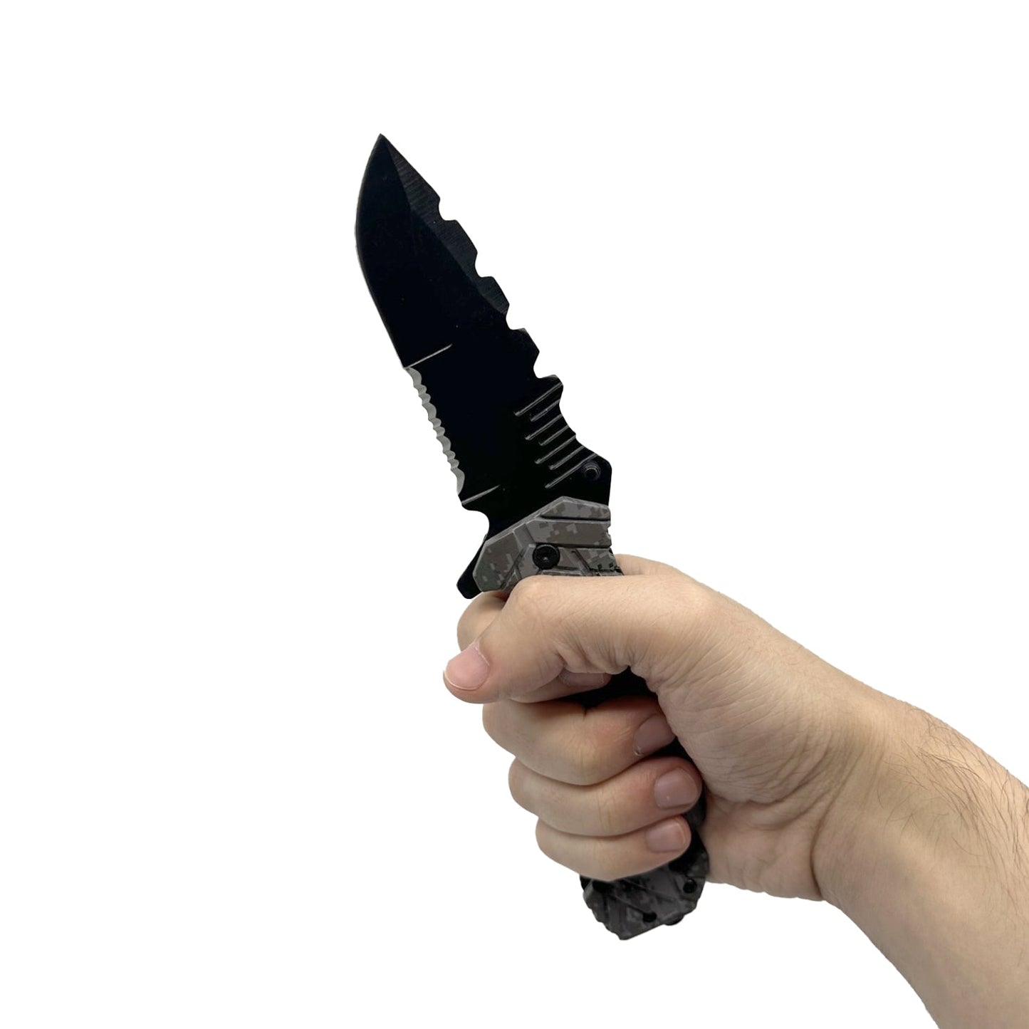 5" Spring Assisted Knife with Camo Nylon Fiber Handle - Tophatter Daily Deals