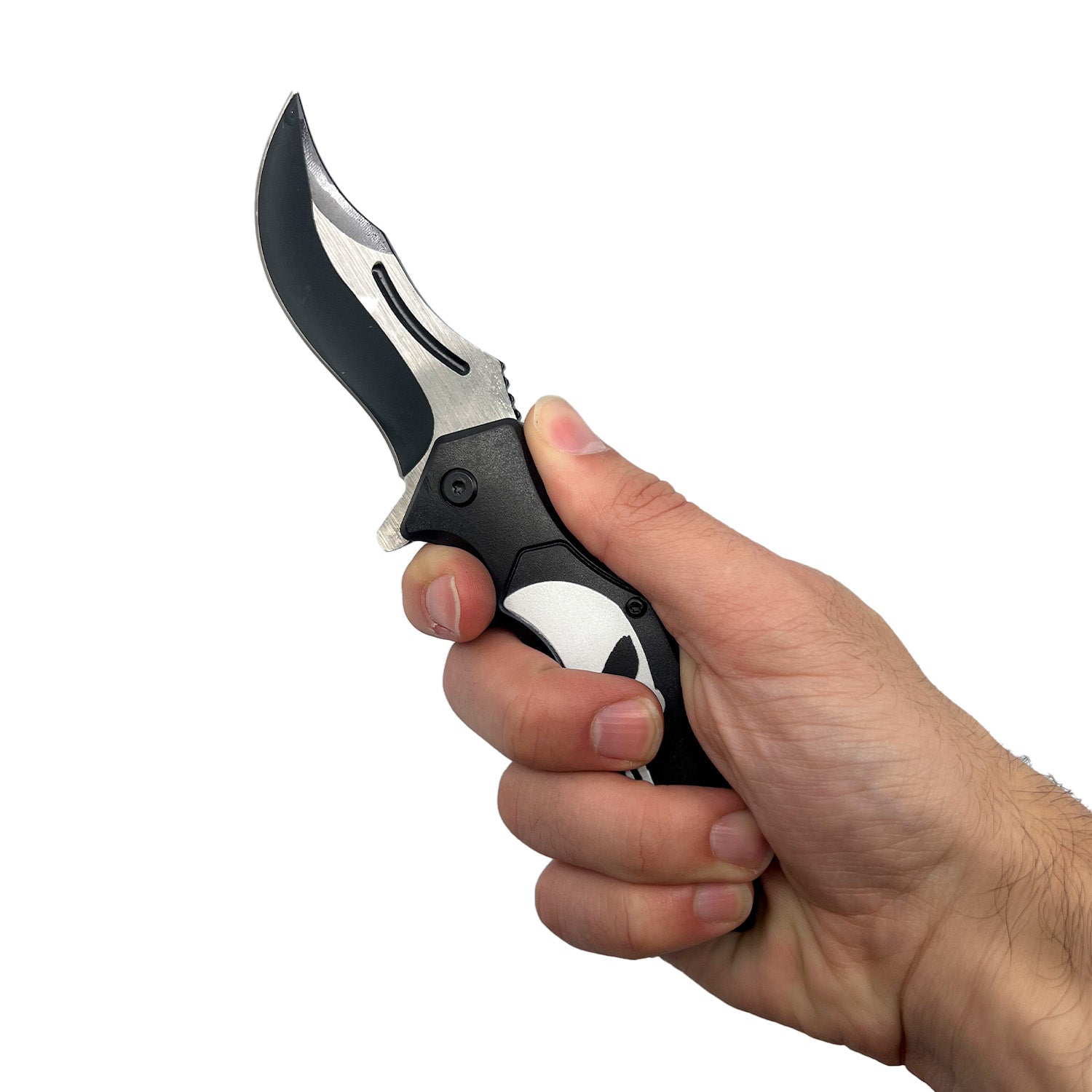 Spring Assisted Punisher Skull Knife - Tophatter Daily Deals