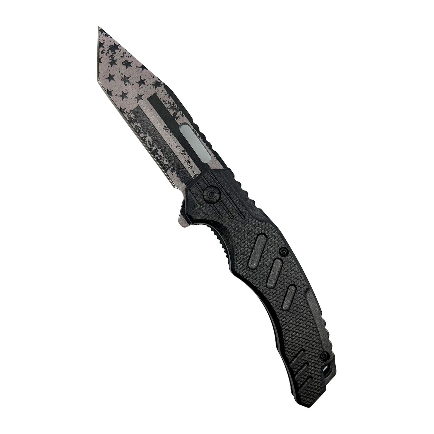 4.75" American Flag Tanto Blade With ABS Handle Black Knife - Tophatter Daily Deals
