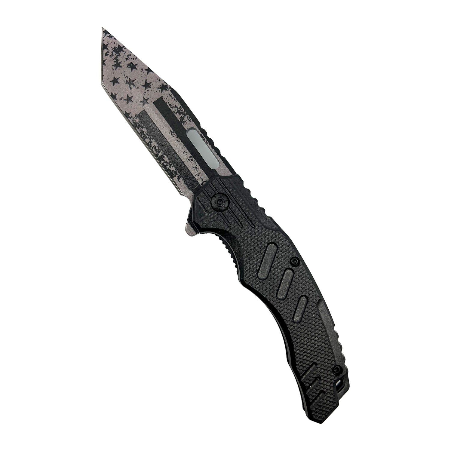 4.75" American Flag Tanto Blade With ABS Handle Black Knife - Tophatter Daily Deals