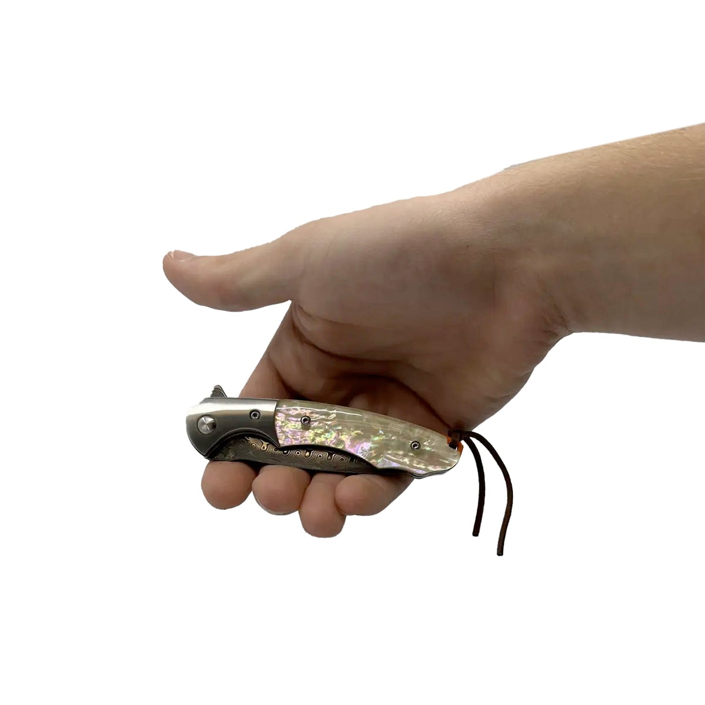 3.5" Ball Bearing Folding Knife w/ Drop Point Damascus Blade - Tophatter Daily Deals