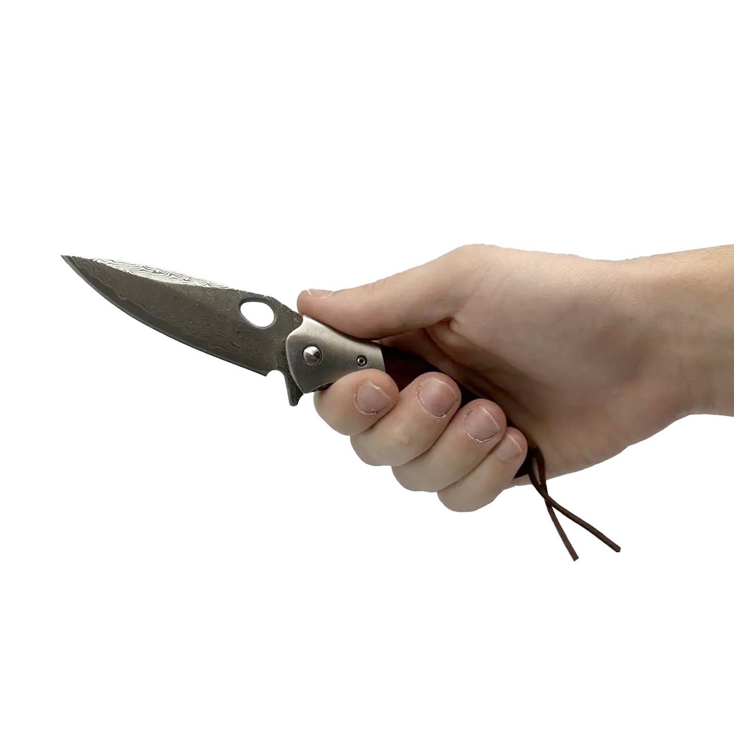 3.5" Damascus Drop Point Blade Knife w/ Wood Handle - Tophatter Daily Deals