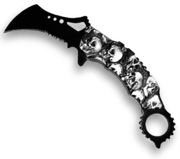 Skull Camo Handle Spring Assist Karambit Folder Knife - Tophatter Daily Deals