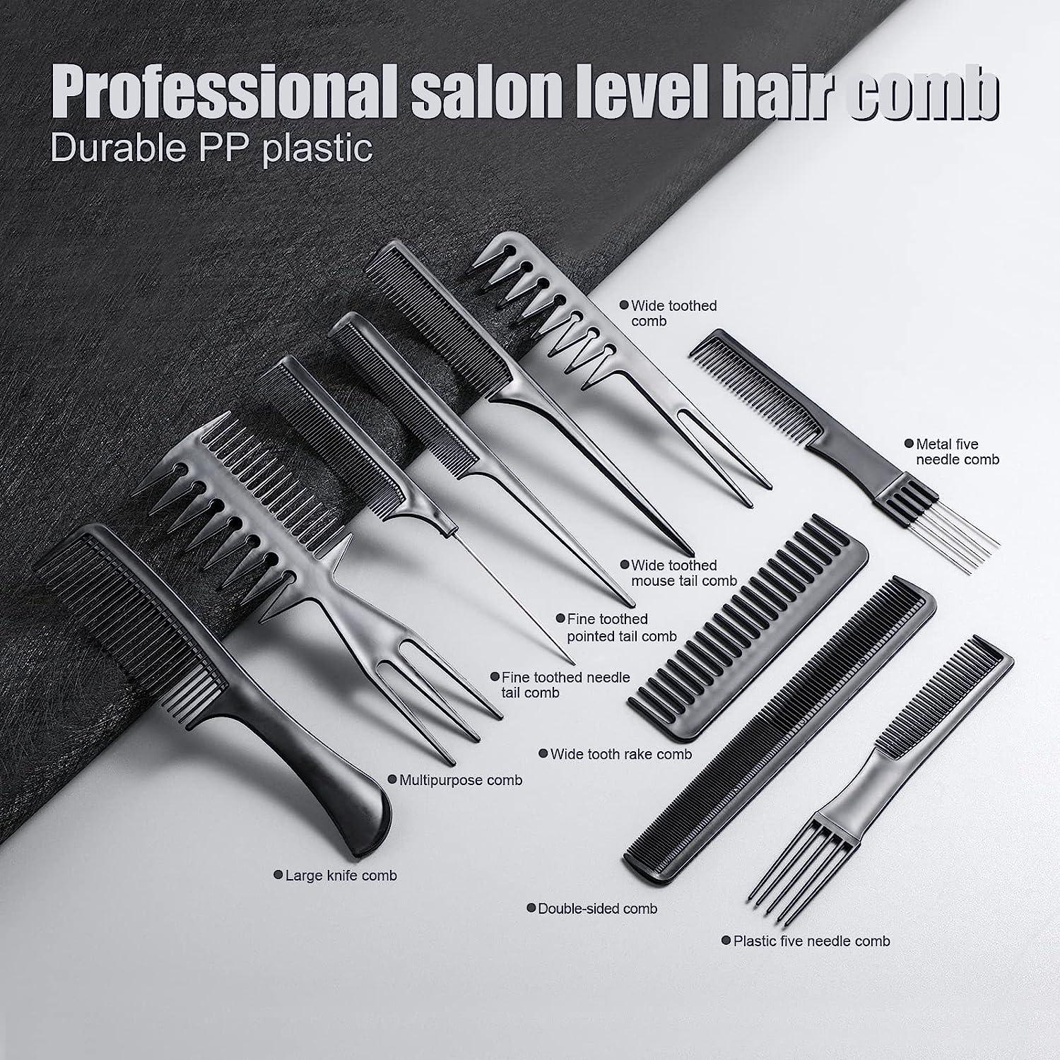 Hairdressing Combs Sets - 10 Pcs Hair Styling Comb Set Professional Black Hairdressing Brush Barbers Combs Apparel & Accessories - Tophatter Daily Deals