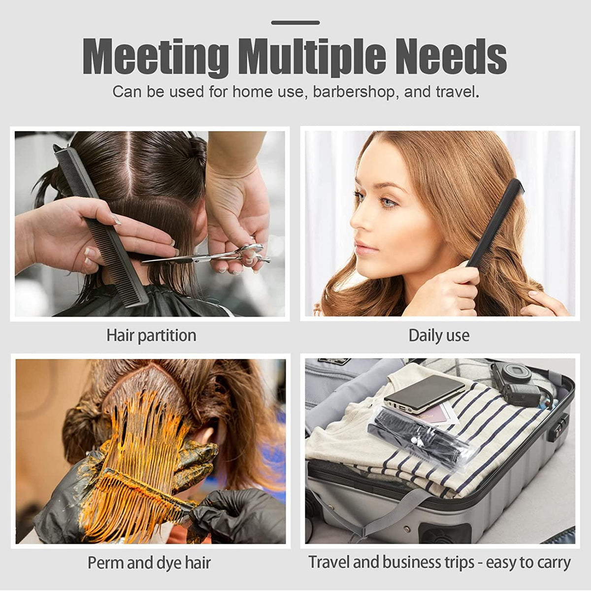 Hairdressing Combs Sets - 10 Pcs Hair Styling Comb Set Professional Black Hairdressing Brush Barbers Combs Apparel & Accessories - Tophatter Daily Deals