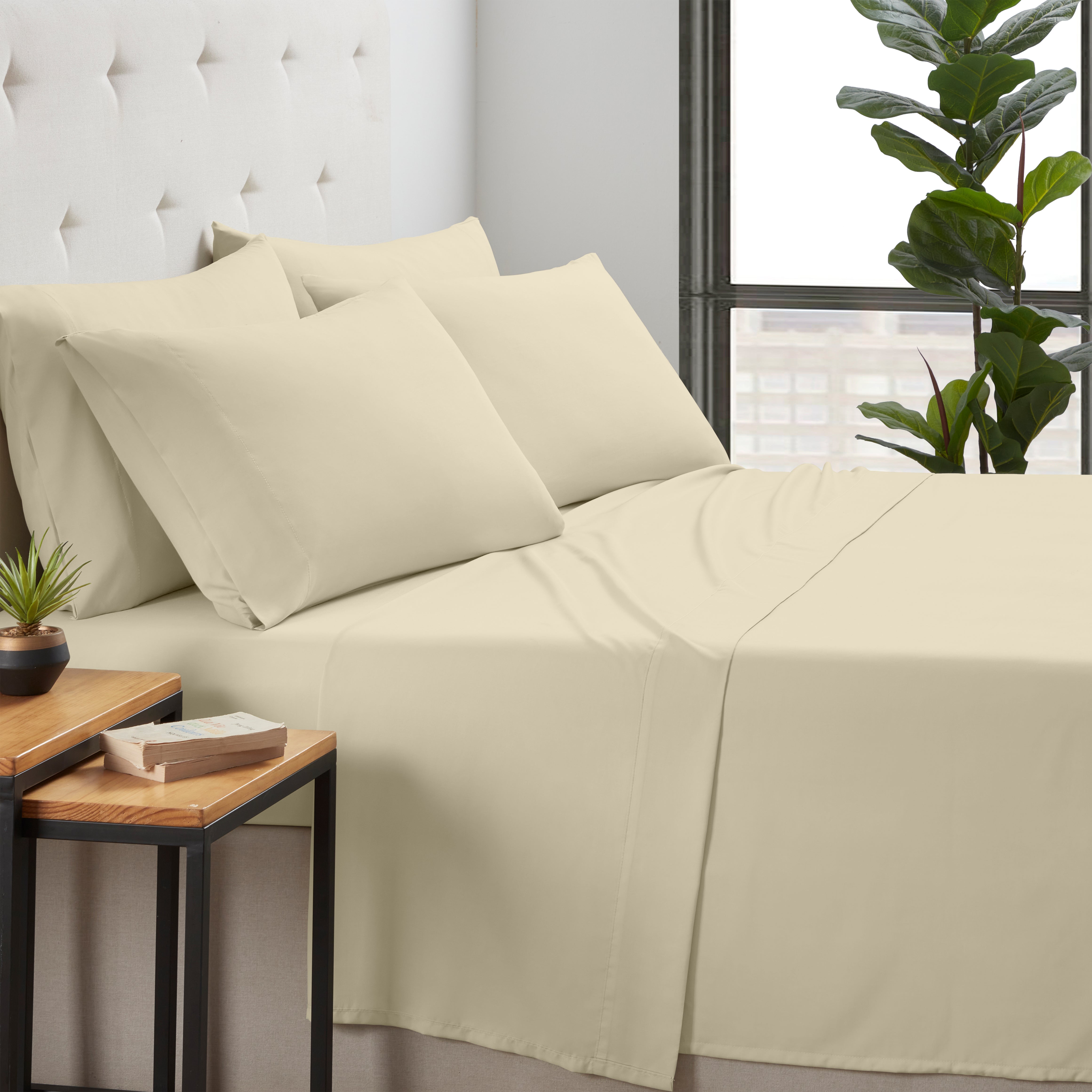Kathy Ireland 6 Piece Bamboo Cooling Sheet Set Ivory Bedding - Tophatter Daily Deals