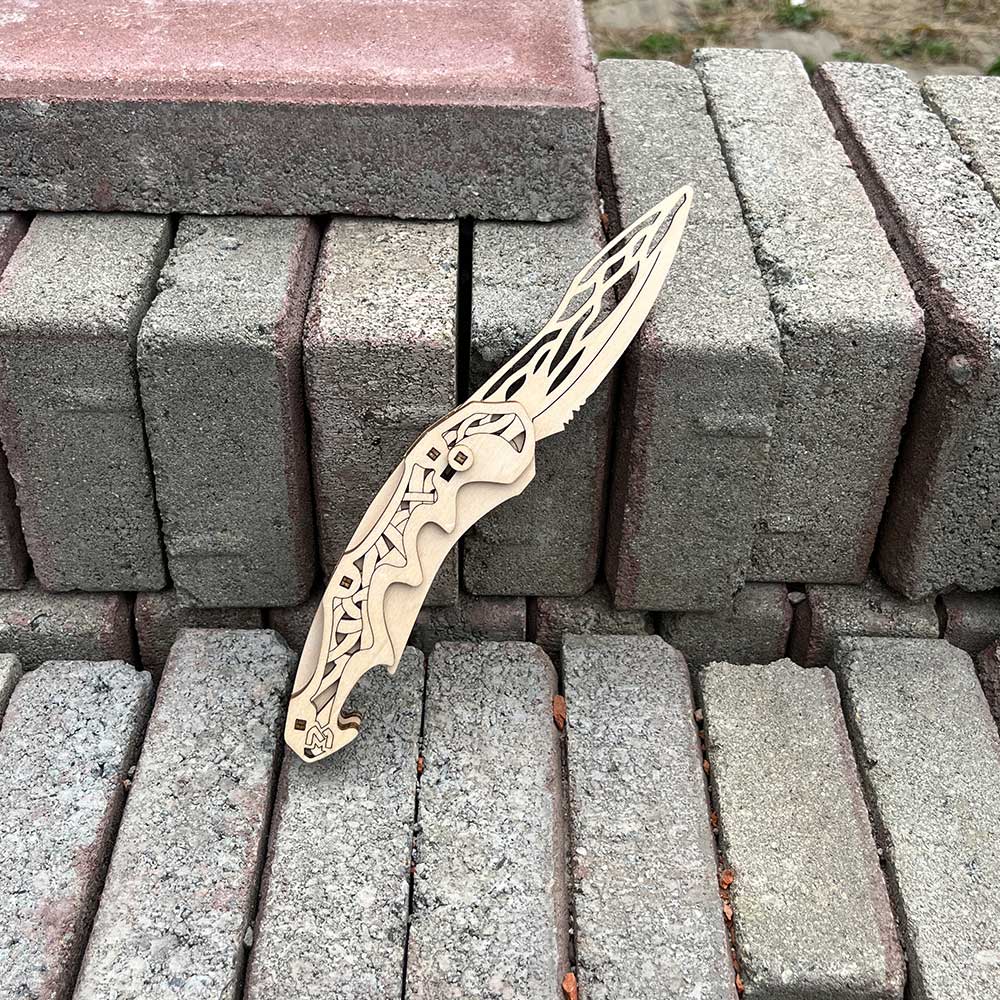 3D Folding Knife Puzzle Wooden Model Kit - Tophatter Daily Deals