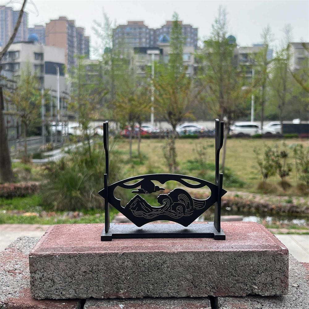 2-Layer Wooden Landscape Pattern Weapon Display Holder - Tophatter Daily Deals