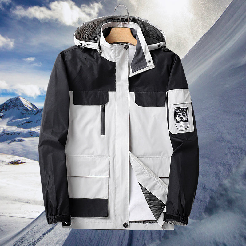 Waterproof Men's Rain Jacket - Hooded Colorblock, Packable - Tophatter Daily Deals