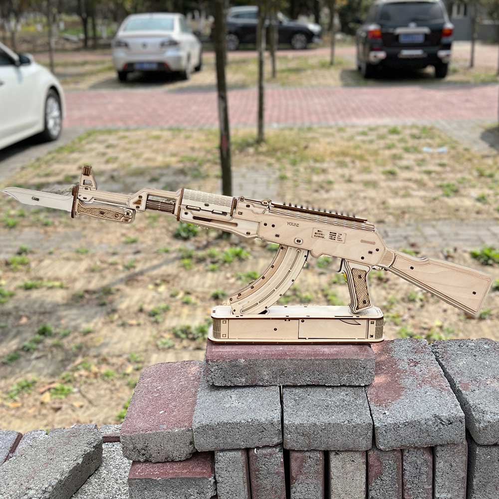 AK47 Wooden Rubber Band Replica Gun Model Kit - Tophatter Daily Deals