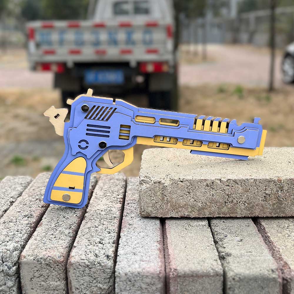 Battle Wolf 3D Gun Puzzle Wooden Rubber Band Gun Model Kit - Tophatter Daily Deals