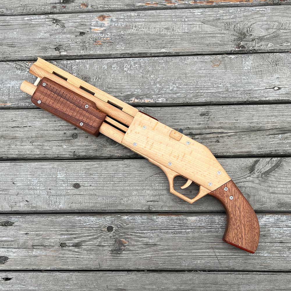 Assembled M37 Shotgun Rubber Band Wooden Replica Gun - Tophatter Daily Deals