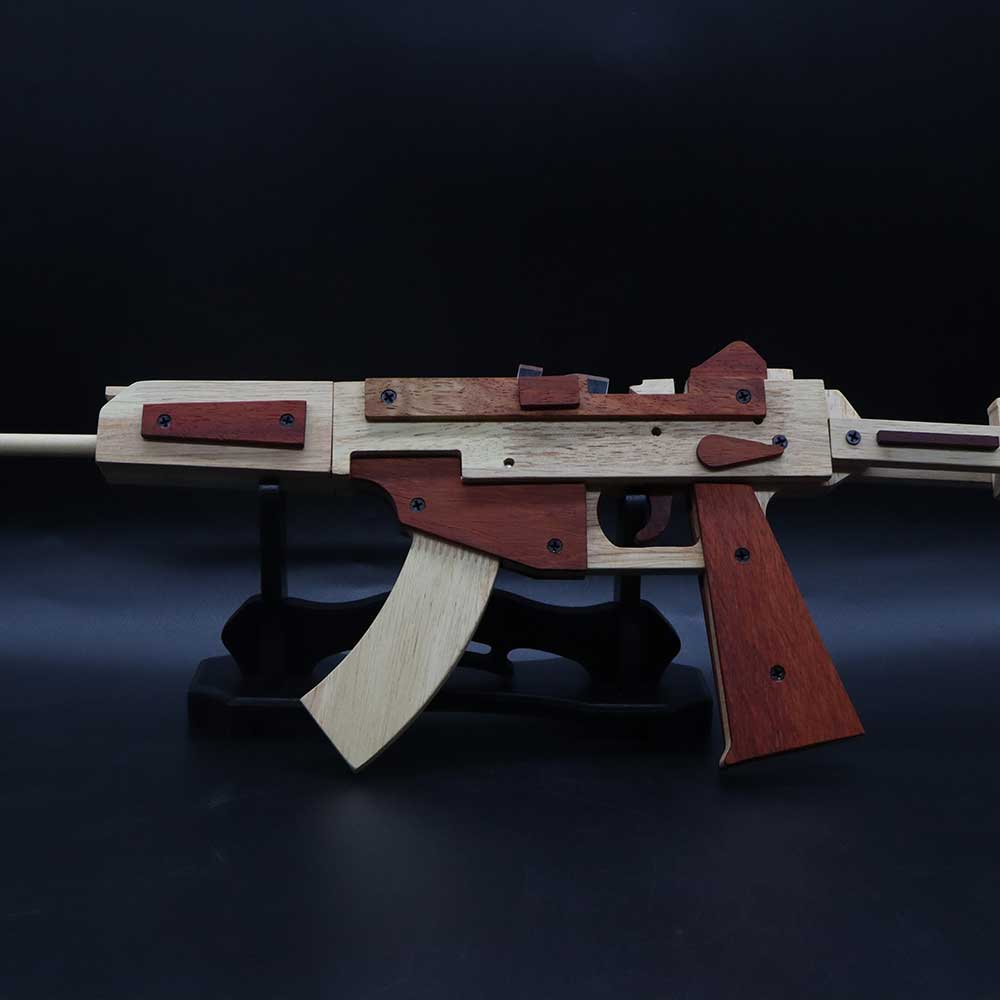 Solid Beech Wood MP5 SMG Replica Rubber Band Gun Model Kit - Tophatter Daily Deals
