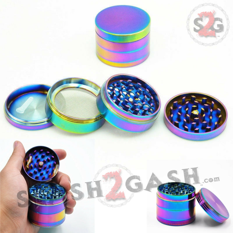 Rainbow Stainless Steel Magnetic Spice Herb Grinder 4 piece - 3 Sizes Smoking Accessories - Tophatter Daily Deals