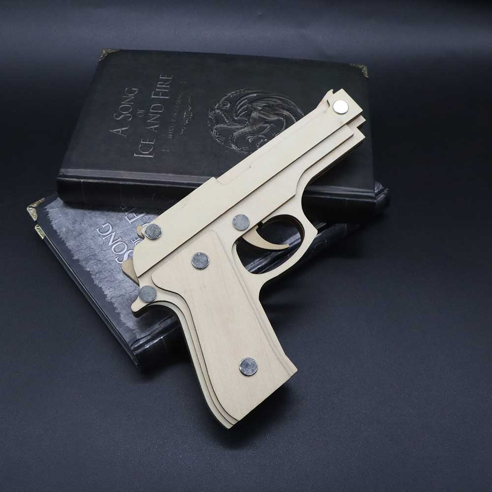 Assembled M92F Wooden Rubber Band Gun - Tophatter Daily Deals