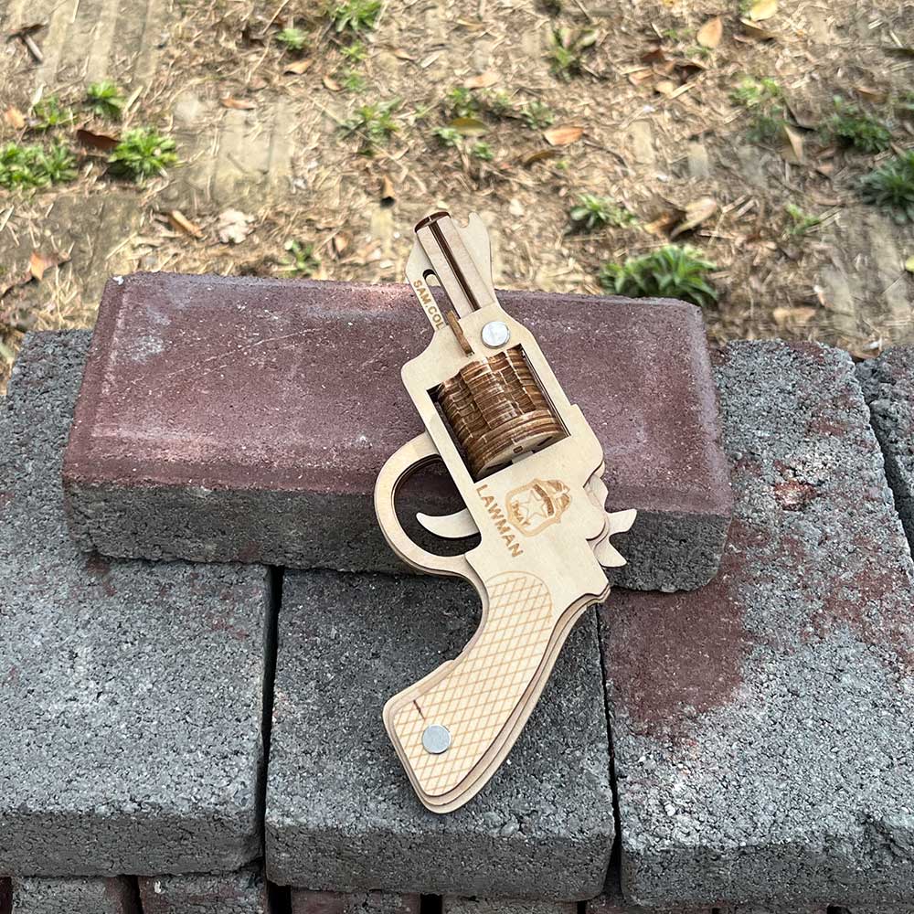 Assembled Colt Law Enforcement Officer Wooden Rubber Band Gun Model Kit - Tophatter Daily Deals