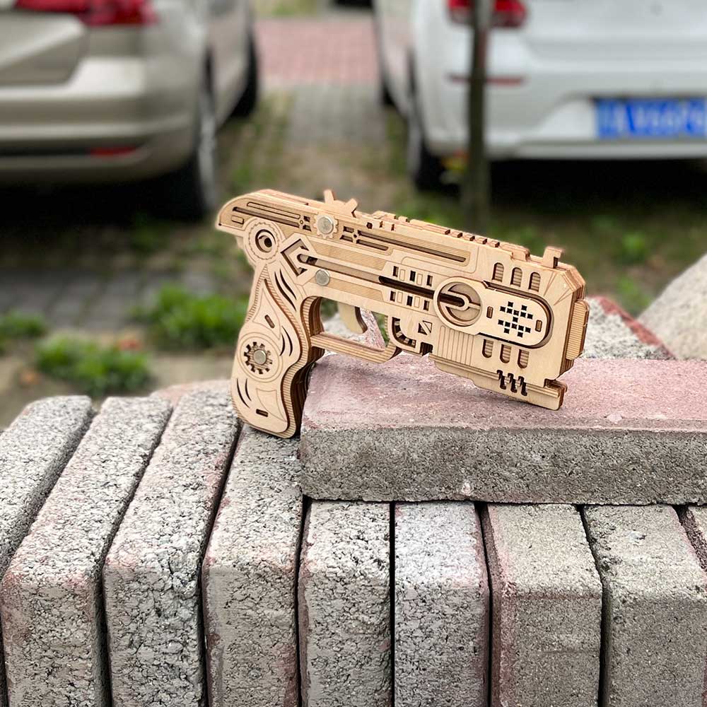 3D Wooden Kit Training Dragon Rubber Band Pistol Model Kit - Tophatter Daily Deals