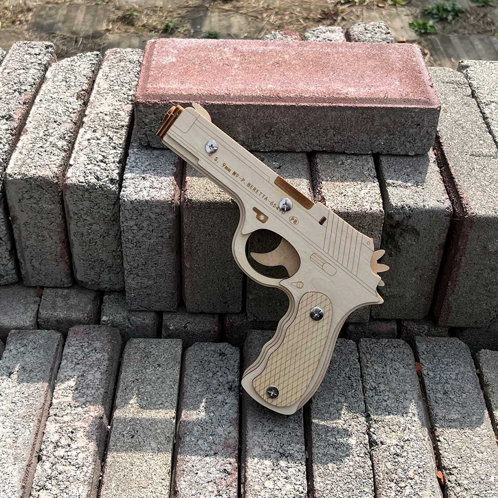 Assembled Beretta Wooden Rubber Band Gun Model Kit - Tophatter Daily Deals