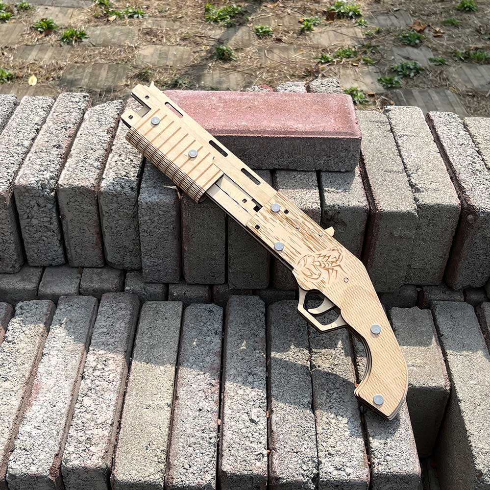Wooden Mossberg Shotgun Rubber Band Gun Model Kit - Tophatter Daily Deals