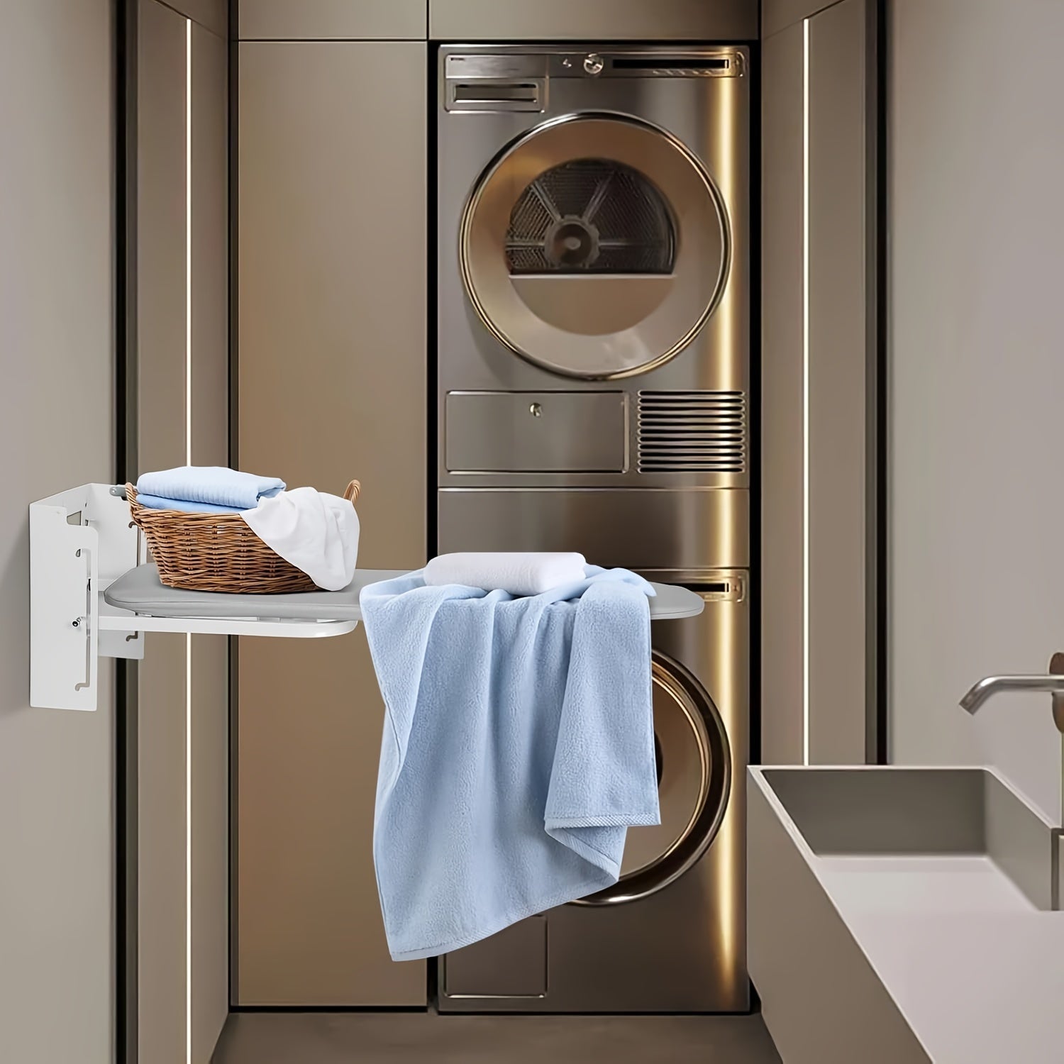 Wall-Mounted Foldable Ironing Board Laundry Cleaning Supplies - Tophatter Daily Deals