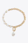 Freshwater Pearl Pendant Chunky Chain Necklace Gold One Size Necklaces - Tophatter Daily Deals