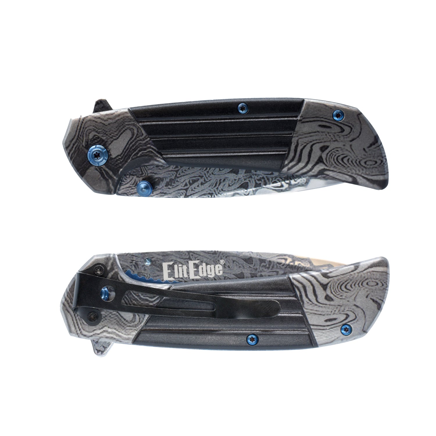 7.75" Titanium & Damascus Folding Knife Knife - Tophatter Daily Deals