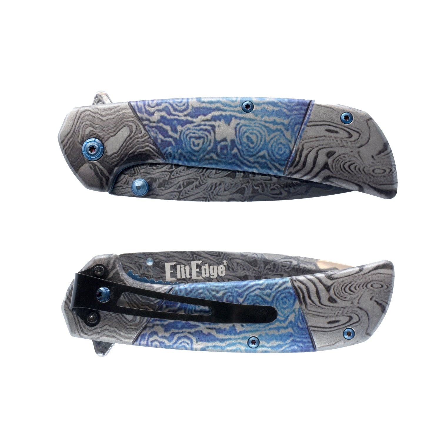 7.75" Titanium & Damascus Folding Knife Knife - Tophatter Daily Deals