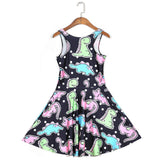 Black Cartoon Color Dinosaur Pleated Umbrella Skirt 0 - Tophatter Daily Deals