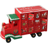 Wooden Christmas Truck Advent Calendar | Festive Red Truck with 24 Drawers 29cm Advent Calendar - Tophatter Daily Deals
