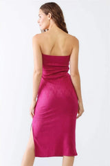 Le Lis Geometric Print Strapless Side Slit Dress Casual Dresses - Tophatter Daily Deals