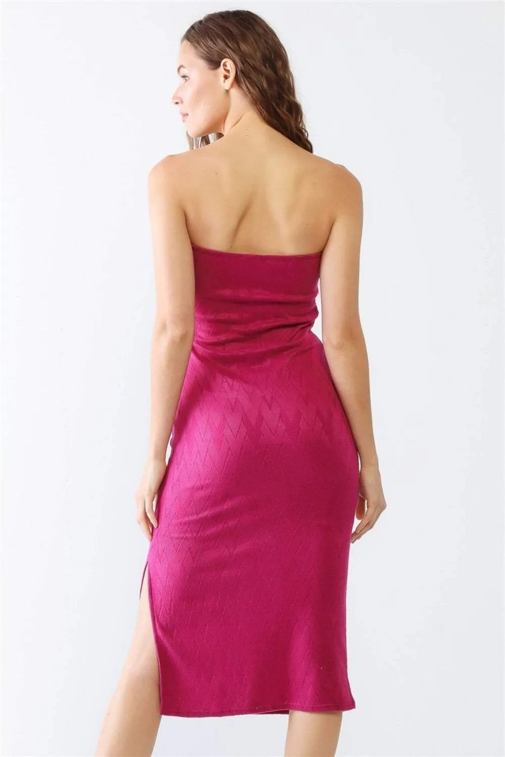 Le Lis Geometric Print Strapless Side Slit Dress Casual Dresses - Tophatter Daily Deals