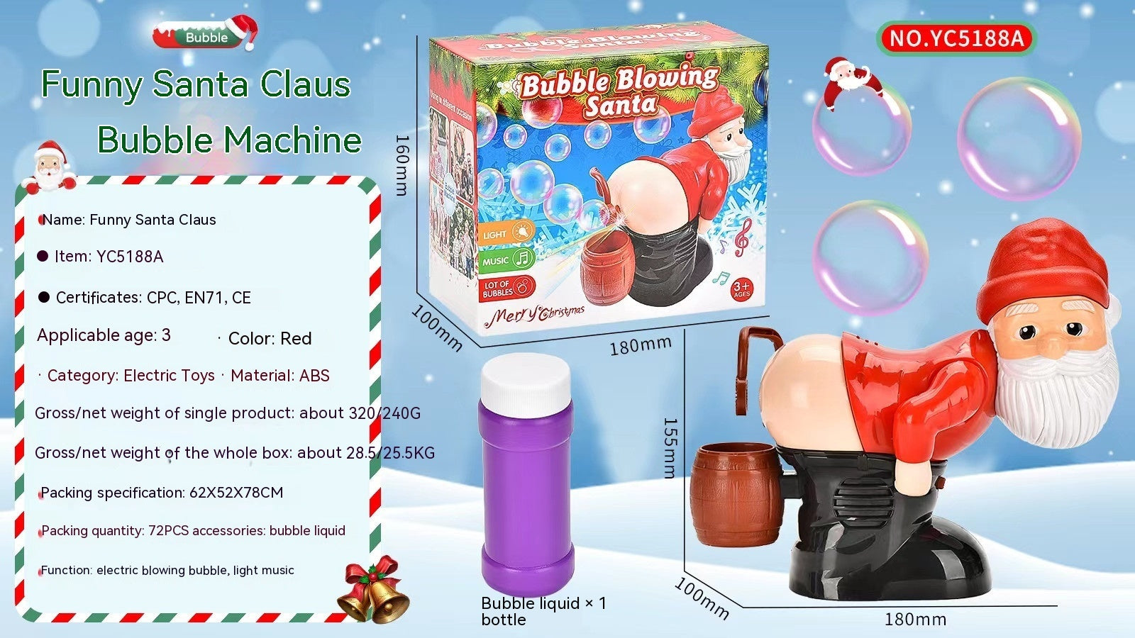 Electric Santa Claus Bubbles Machine Blowing Bubbles Music Light Entertainment Toy Prank Funny Ornament Christmas Gifts Christmas Decorations Santa Claus Bubble Machine Bracelets - Tophatter Daily Deals