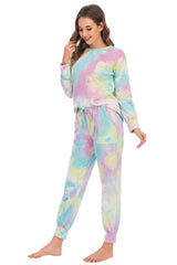 Tie-Dye Top and Pants Lounge Set Loungewear Sets - Tophatter Daily Deals