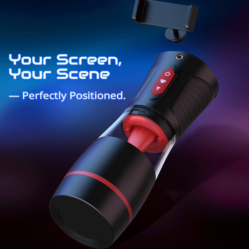 Acmejoy - 【Partner Play】LickMe Phone Holder 4 Suction 7 Tongue-Licking Voice Function Male Stroker Masturbator Masturbation Cup - Tophatter Daily Deals