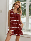 Striped Round Neck Tank and Shorts Lounge Set Burgundy Loungewear Sets - Tophatter Daily Deals