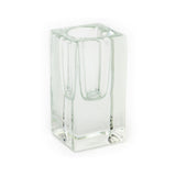 Clear Glass Candlestick | Square Glass Taper Dinner Candle Holder - 8cm Candle Holder - Tophatter Daily Deals