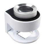 30 Times Full Metal Textile Fabric Printing Grid Pigeon Eye Cloth Mirror With 6LED Money Detector Light A Scale Magnifying Glass White 0 - Tophatter Daily Deals