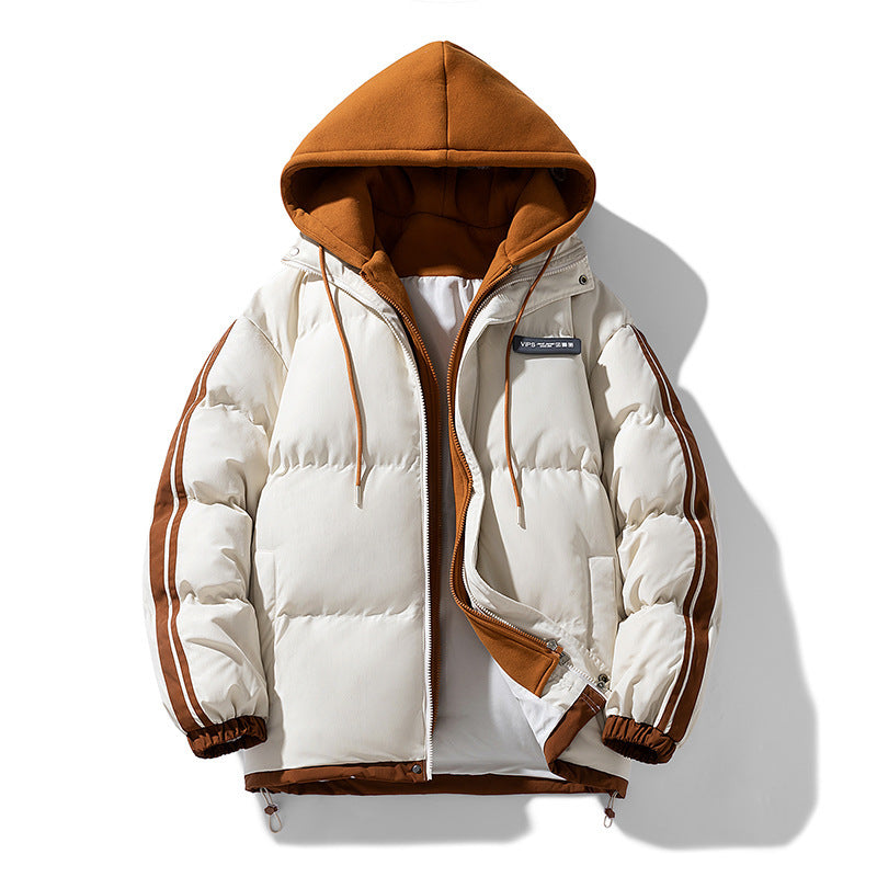 Insulating Men's Hooded Puffer Jacket - Boxy Polyester 3D Changing Face Moving Picture Frame - Tophatter Daily Deals